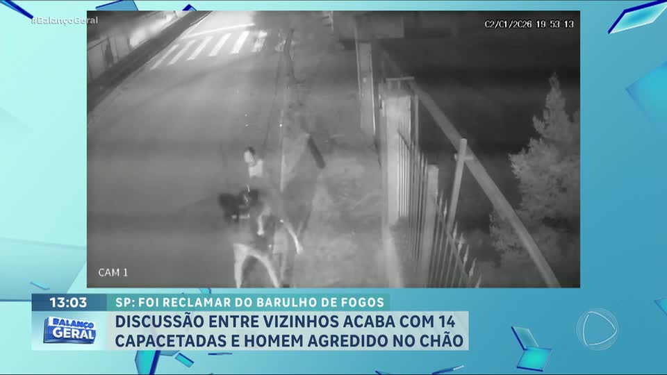 Homem agride vizinho com capacete após discussão sobre fogos de artifício