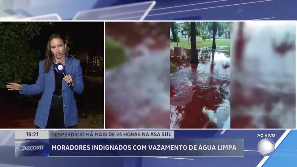 Vazamento de água limpa na Asa Sul (DF) gera preocupação entre moradores