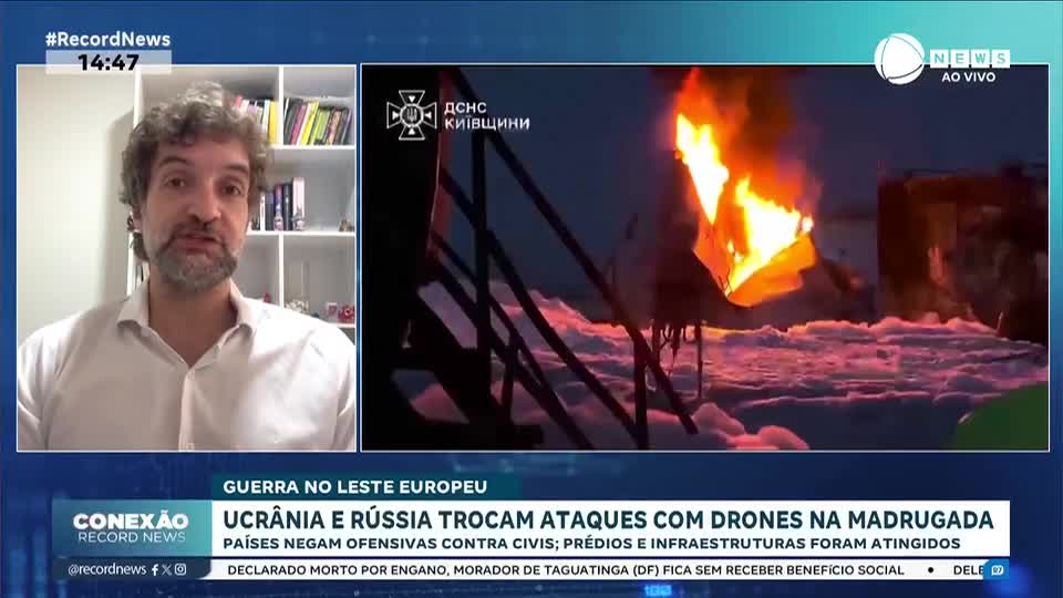 Ucrânia e Rússia trocam ataques com drones na madrugada desta sexta (12)