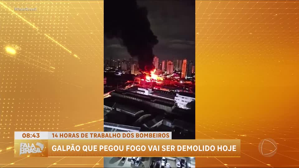 Galpão destruído por incêndio em São Paulo será demolido nesta quarta-feira (24)
