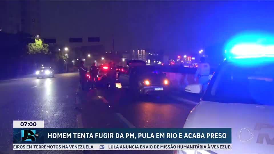 Homem tenta fugir da polícia, pula em rio e acaba preso em São Paulo