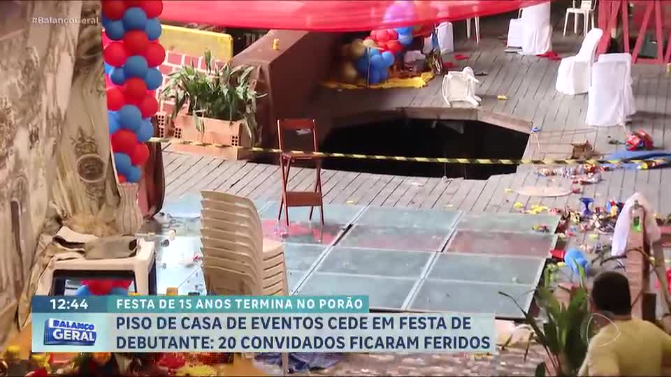 Piso de casa de eventos cede em festa de debutante e deixa 20 feridos