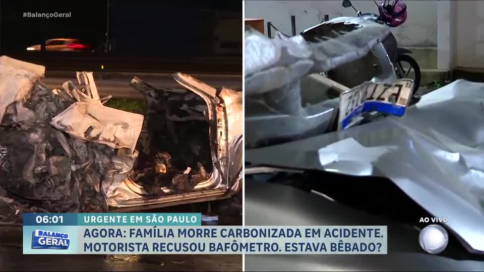 Família morre carbonizada após acidente na Rodovia Castelo Branco, em Osasco (SP)