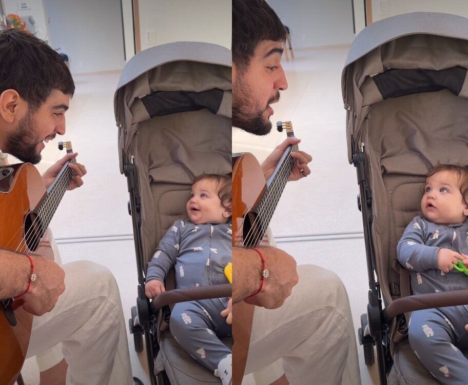 Nattan faz serenata para comemorar seis meses da filha com Rafa Kalimann