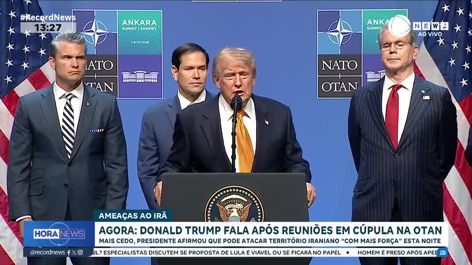 Donald Trump fala após reuniões em cúpula na Otan