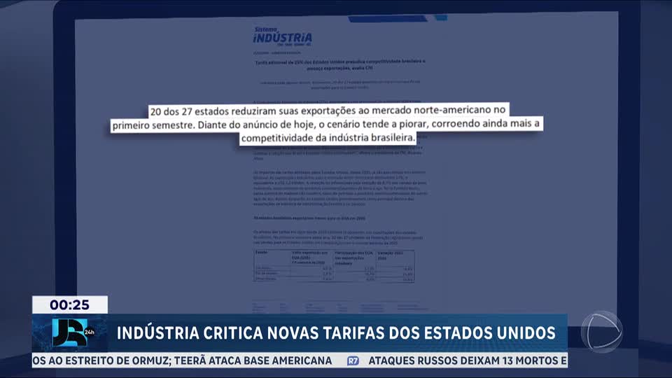 Indústria faz crítica à tarifa dos EUA e defende solução diplomática