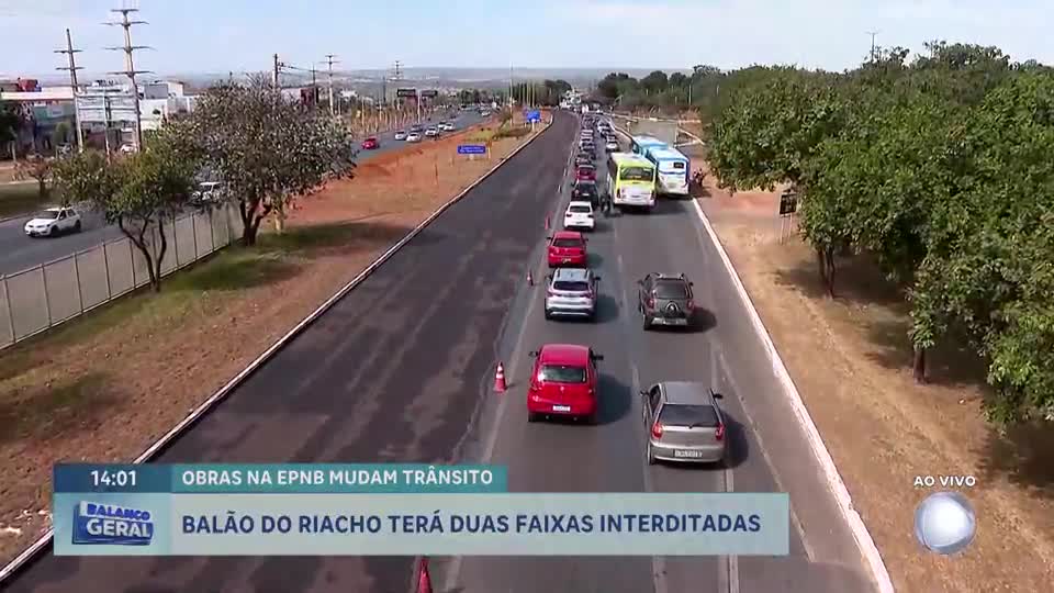 Obras na EPNB, no DF, provocam mudanças no trânsito neste fim de semana