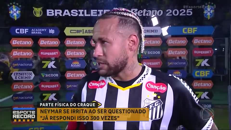 Neymar se irrita com pergunta sobre sua condição física após derrota do Santos para o Mirassol