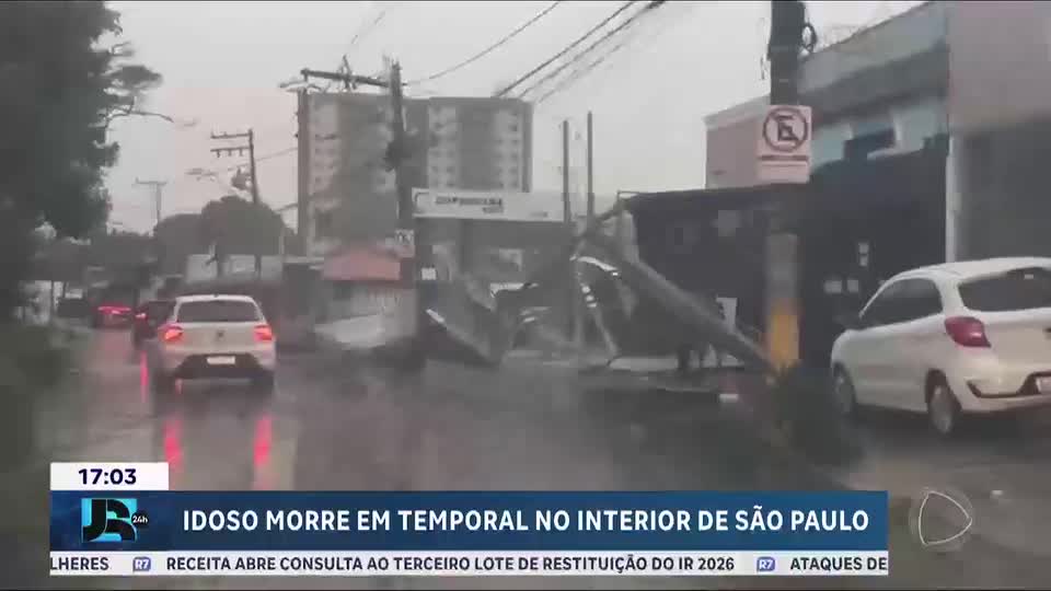 Idoso morre em desabamento após temporal em Ribeirão Preto (SP)