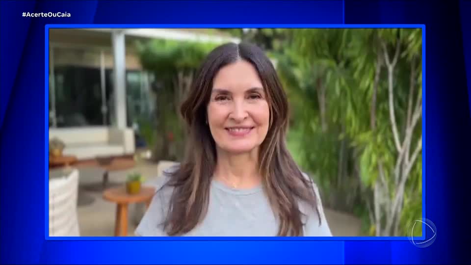 Fátima Bernardes manda recado para filha Bia Bonemer durante o Acerte ou Caia! deste domingo (26)
