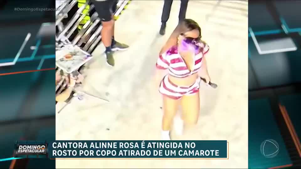 Cantora Alline Rosa é atingida por copo durante show em Fortaleza (CE)