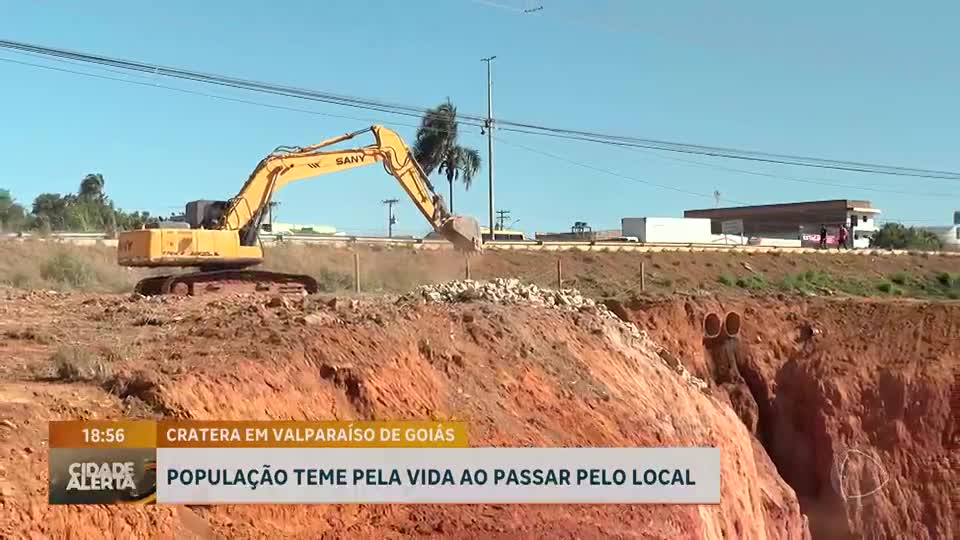 Começam as obras para fechamento da cratera às margens da BR-040, em Valparaíso de Goiás