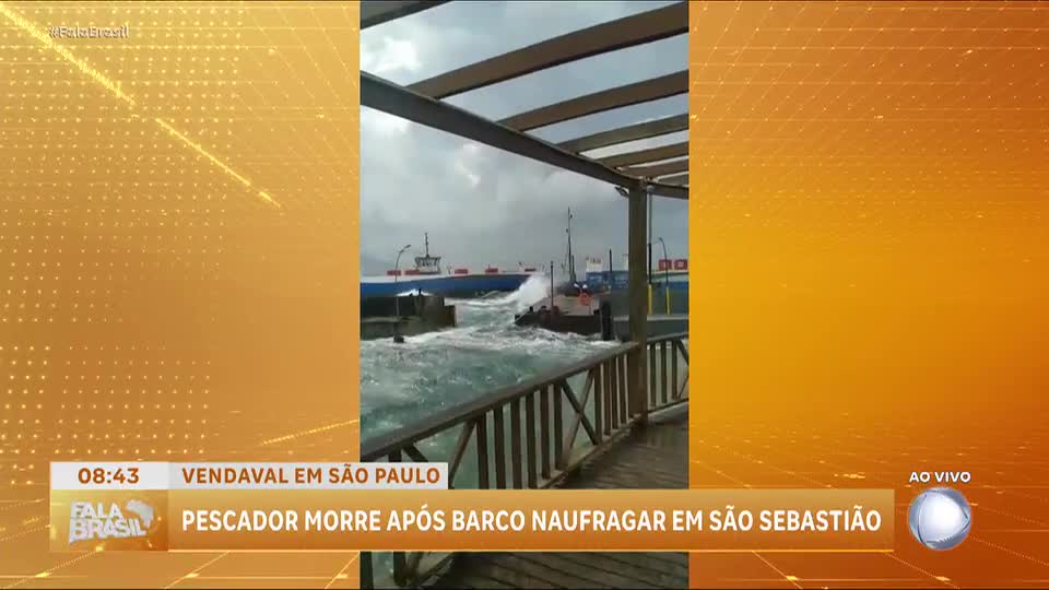 Homem morre após barco naufragar durante vendaval em São Sebastião, litoral norte de São Paulo