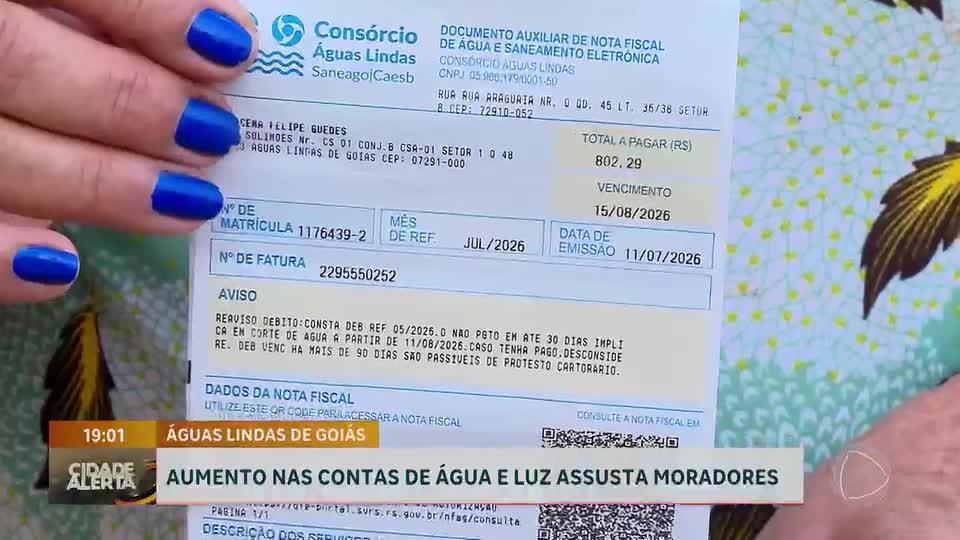 Aumentos nas contas de água e energia assustam moradores de Águas Lindas de Goiás