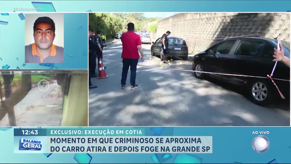 Exclusivo: veja momento em que criminoso se aproxima de carro, atira e depois foge em Cotia (SP)