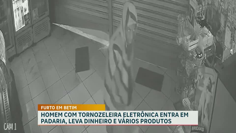 Homem usando tornozeleira eletrônica é preso após ser flagrado furtando padaria na Grande BH
