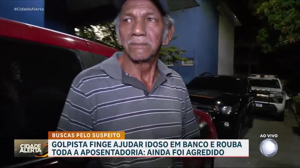 Aposentado de 72 anos sofre golpe em banco e é empurrado por criminoso em fuga