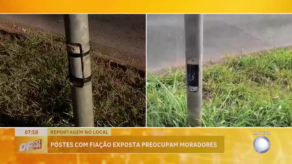 Postes de iluminação com fiação exposta deixam moradores da Samambaia (DF) em alerta