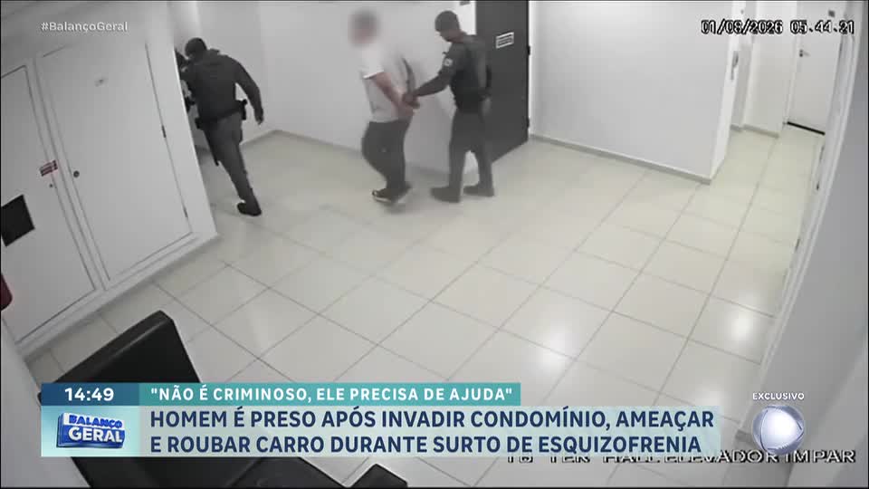 Homem em surto é preso após invadir condomínio e ameaçar pessoas com faca em SP