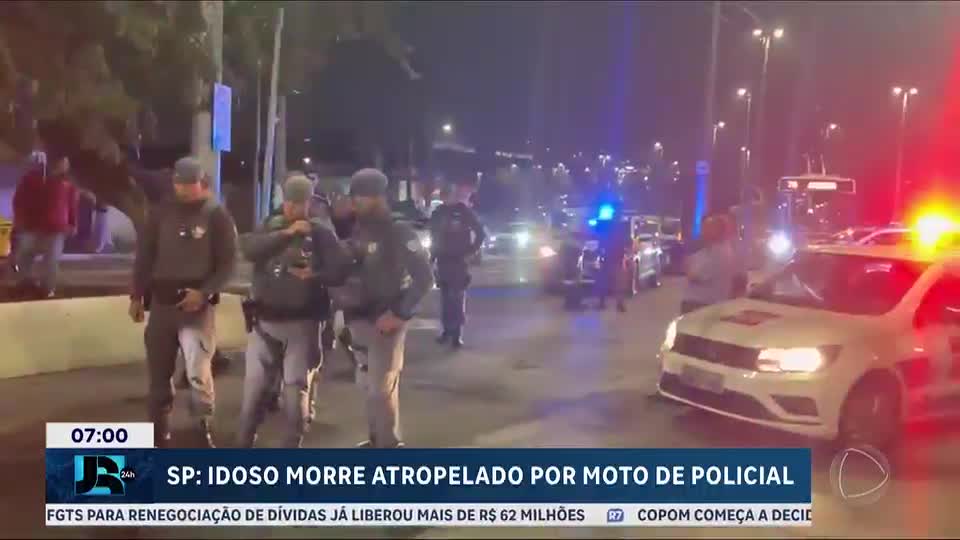 Idoso morre atropelado por moto conduzida por policial militar em São Paulo