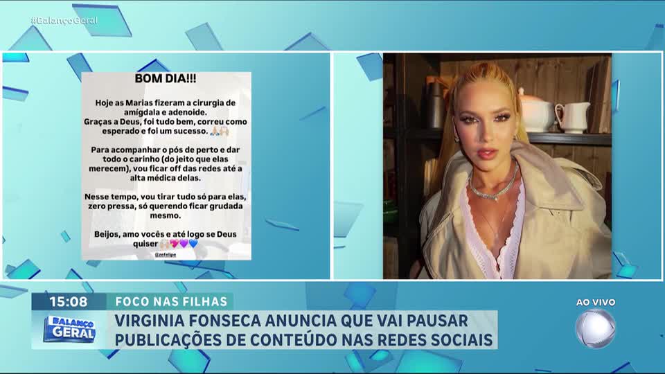 Virgínia Fonseca anuncia pausa nas redes sociais para acompanhar recuperação das filhas