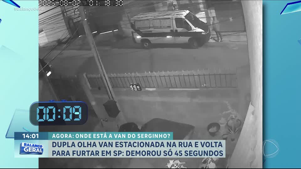 Criminosos levam 45 segundos para dar partida, ligar e furtar van em São Paulo