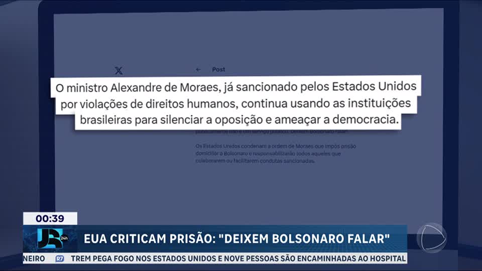 Governo dos EUA critica prisão domiciliar de Bolsonaro e fala em 'ameaça à democracia'