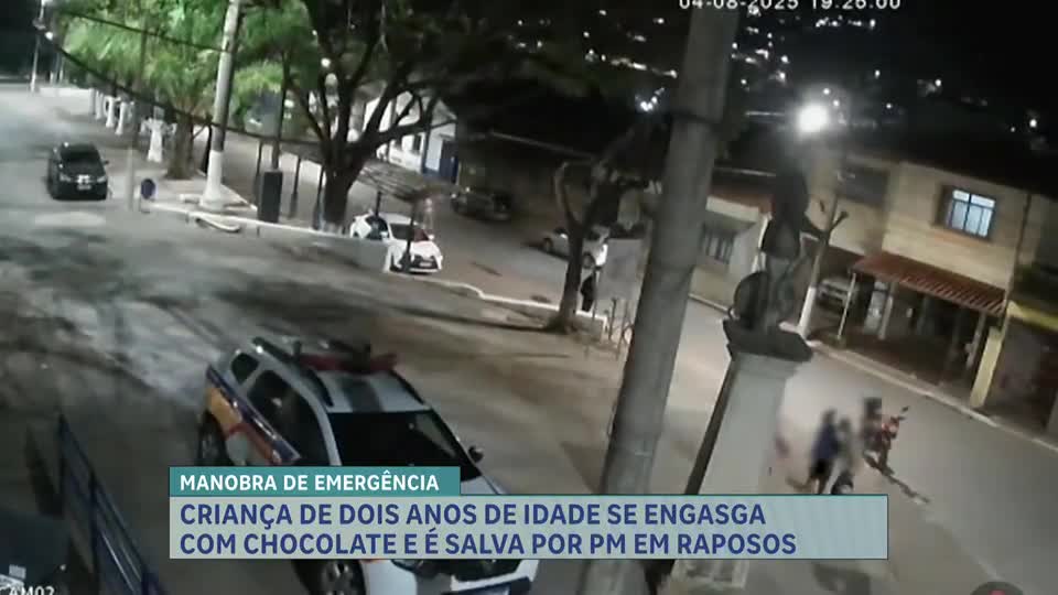 Criança de dois anos se engasga com chocolate e é salva por PM em Raposos (MG)