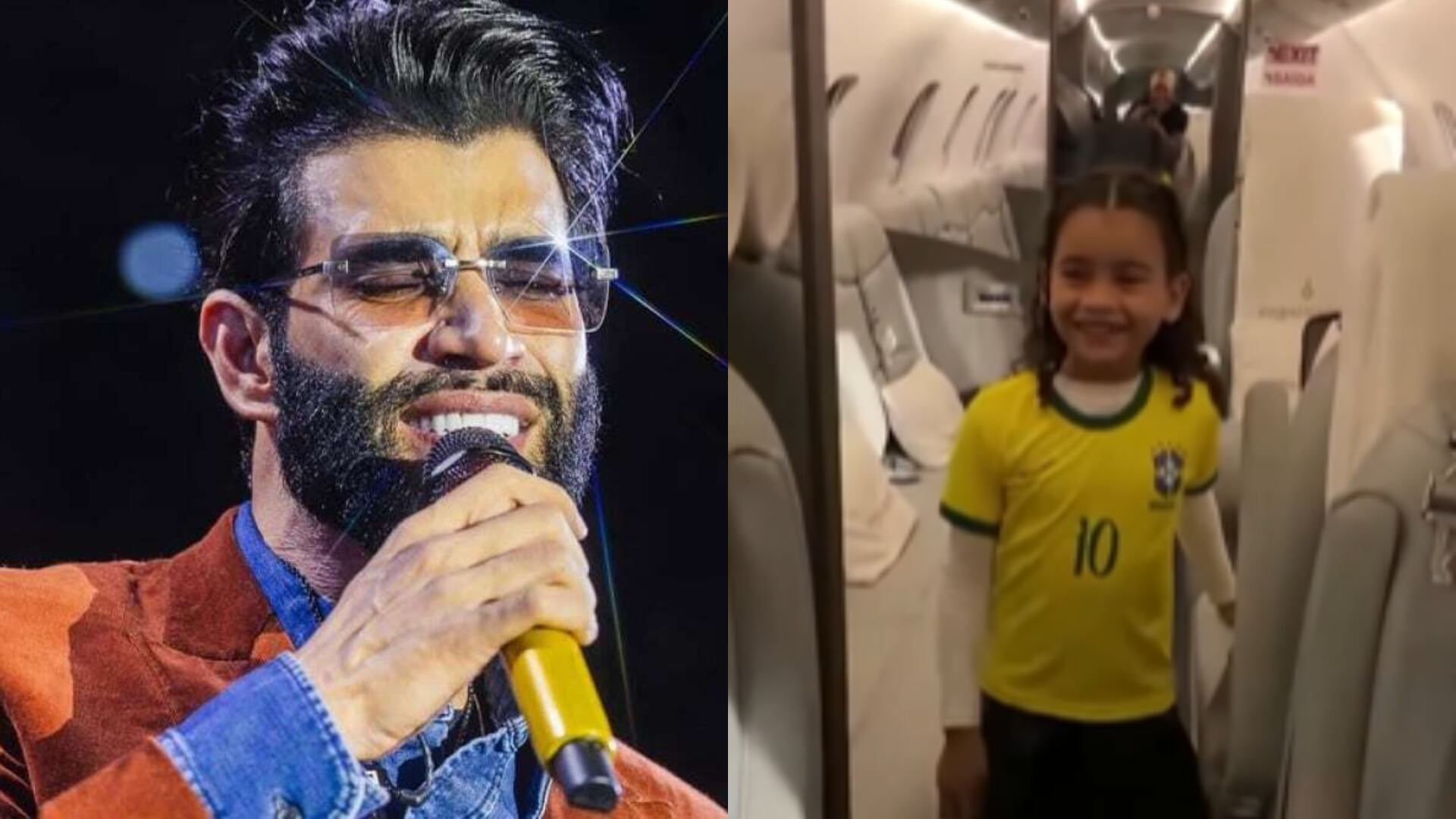 Gusttavo Lima dá show de humildade e abre portas de seu jatinho para fã mirim