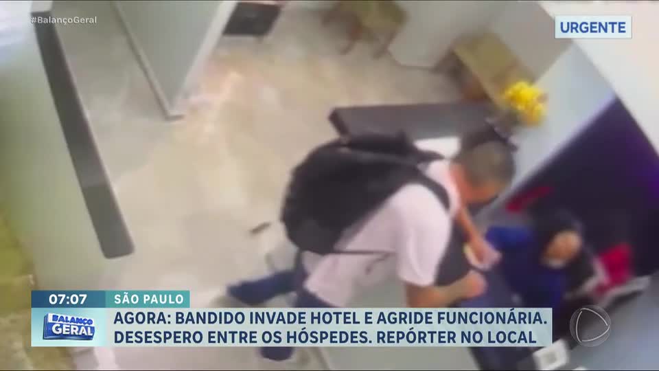 Homem invade hotel e agride funcionária que se recusou a entregar dinheiro do caixa