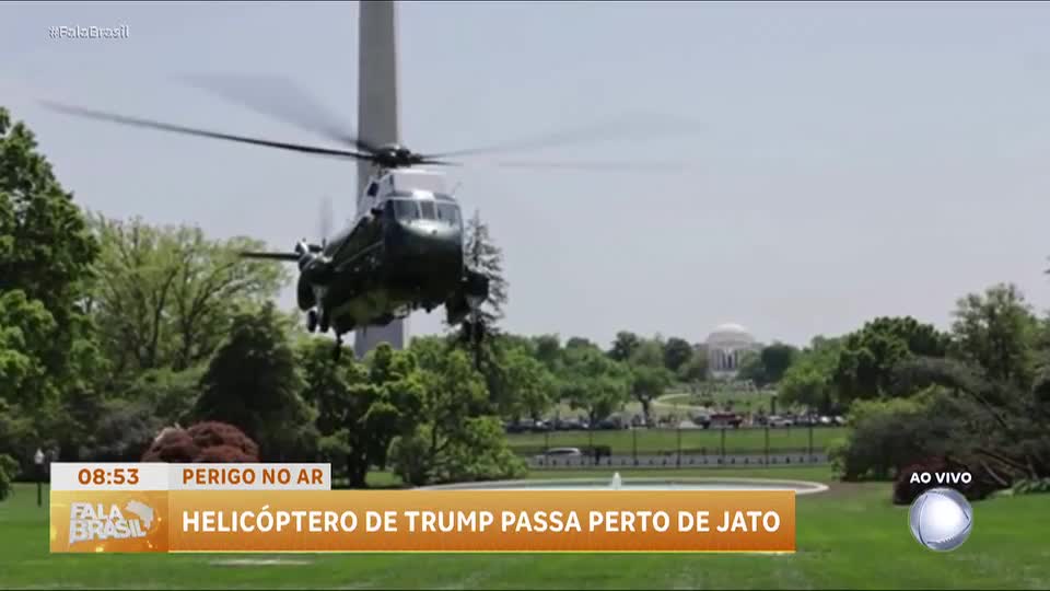 Helicóptero de Trump se aproxima perigosamente de avião comercial