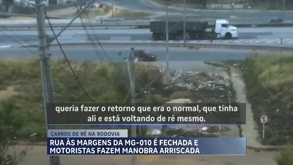 Rua às margens da MG-010 é fechada e motoristas fazem manobra arriscada na Grande BH