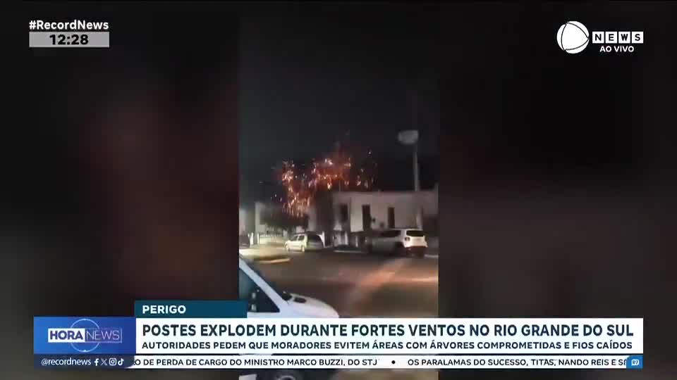 Postes explodem durante fortes ventos no Rio Grande do Sul