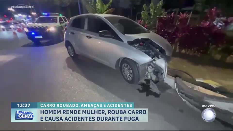 Homem rouba carro e causa acidentes durante fuga em São Paulo