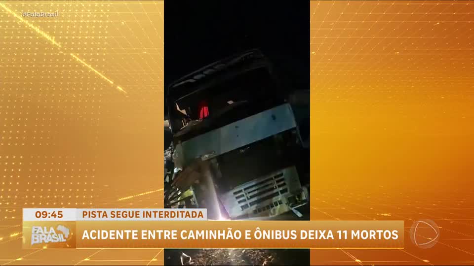 Acidente entre carreta e ônibus deixa 11 mortos no Mato Grosso