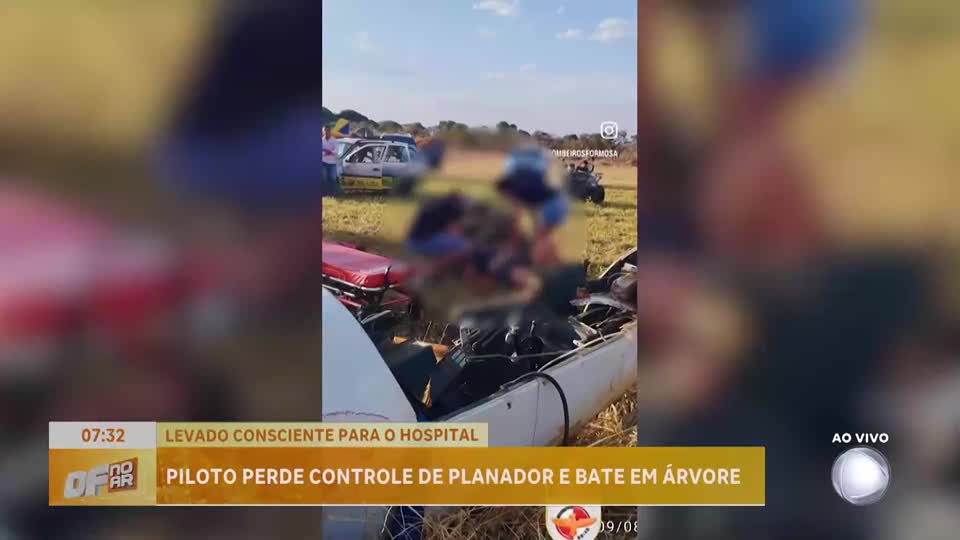 Piloto perde controle de planador e bate em árvore em Formosa (GO)