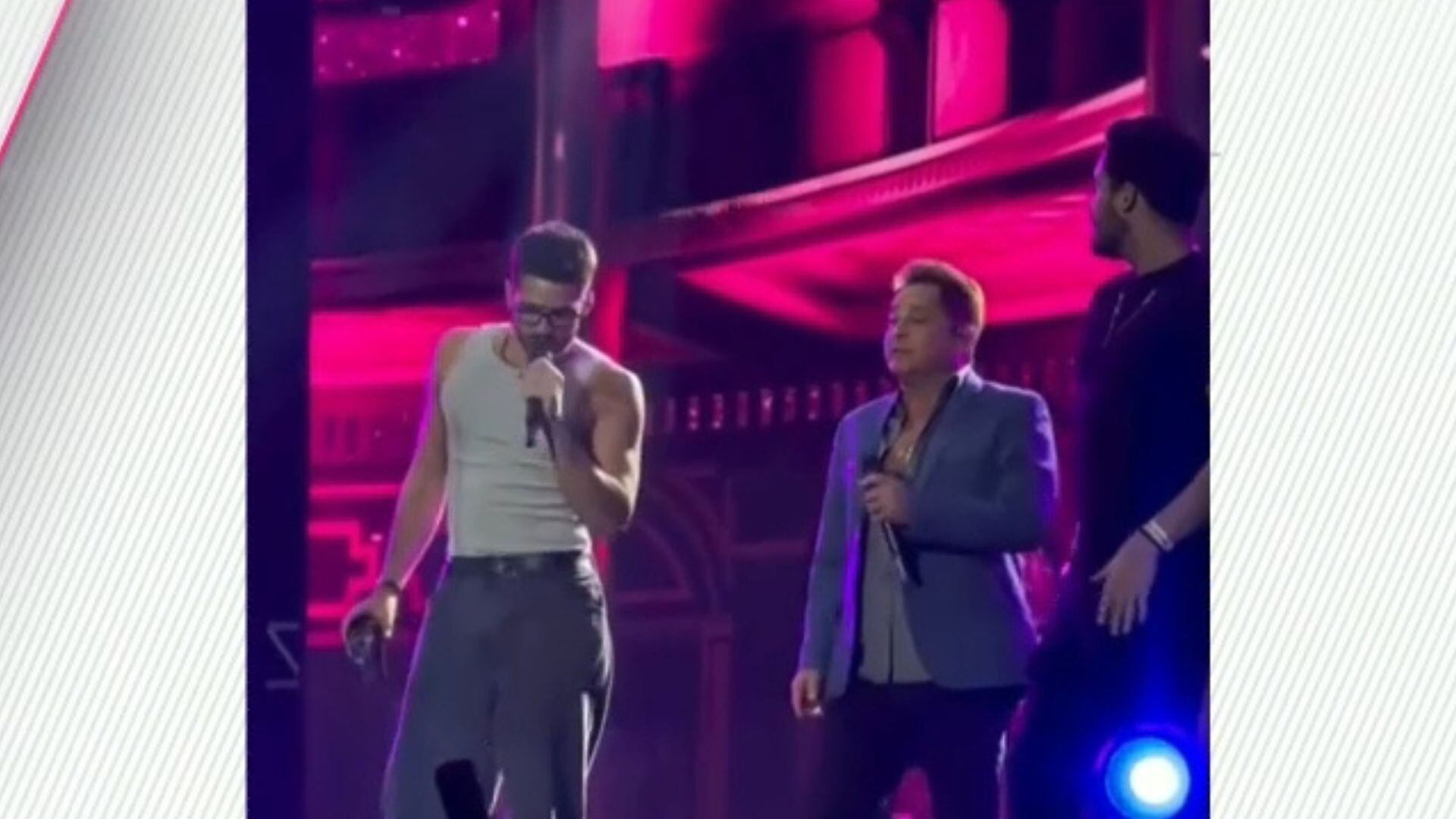 Leonardo se emociona ao ver João Guilherme e Zé Felipe em show especial em Goiânia (GO)