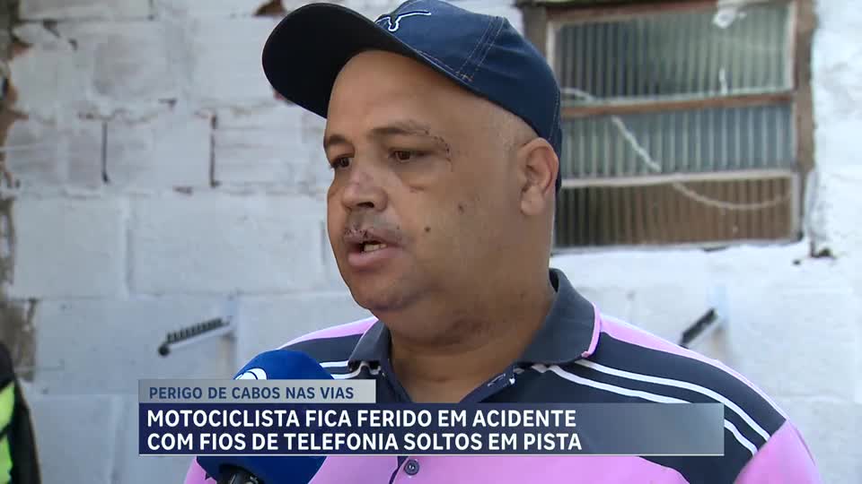 Motociclista fica ferido em acidente com fios de telefonia soltos em pista em Lagoa Santa (MG)