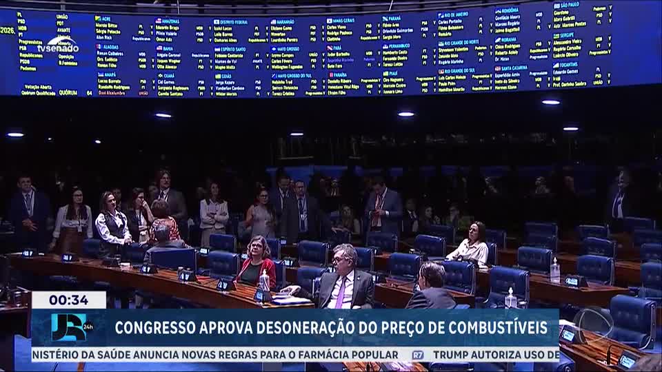 Congresso aprova lei que prevê auxílio fiscal do governo para reduzir preço dos combustíveis no país
