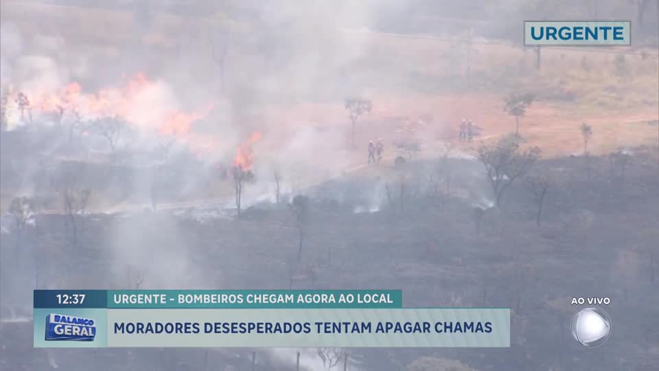 Incêndio atinge Park Way (DF) e ameaça casas e vegetação; bombeiros tentam conter chama