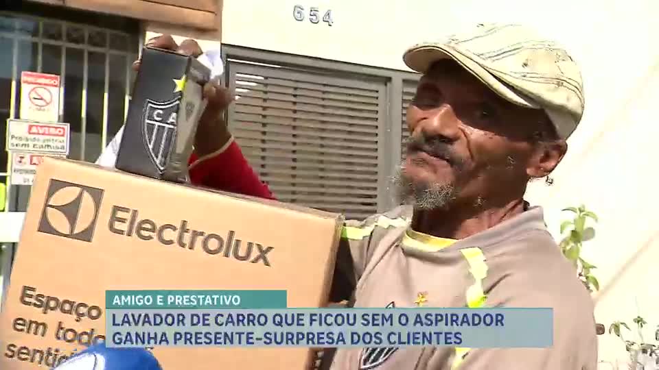Lavador de carros recebe aspirador novo após ter equipamento levado por coleta de lixo em BH