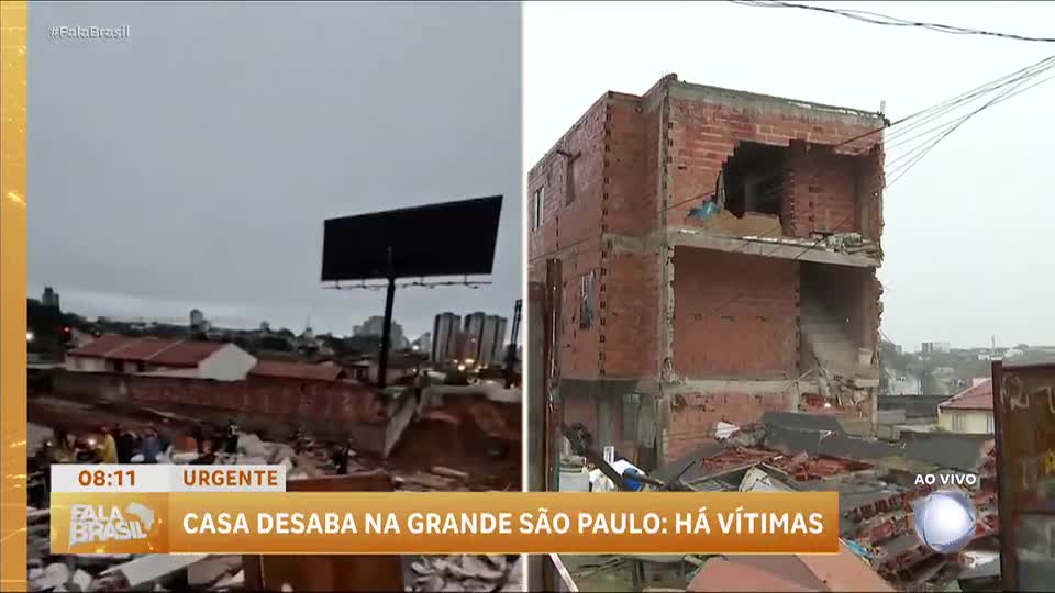 Três pessoas são resgatadas após casa desabar em São Bernardo do Campo