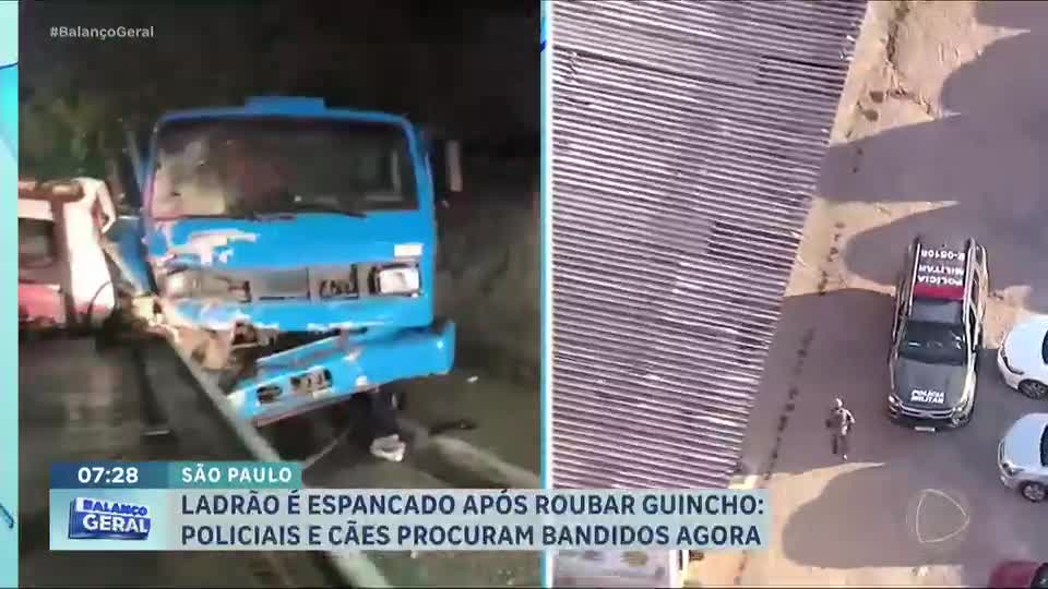 Roubo de caminhão guincho termina em perseguição e acidente de trânsito em São Paulo