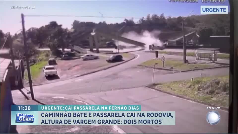 Imagem ilustrativa sobre Passarela desaba na Fernão Dias após batida de caminhão e mata mãe e filho de BH