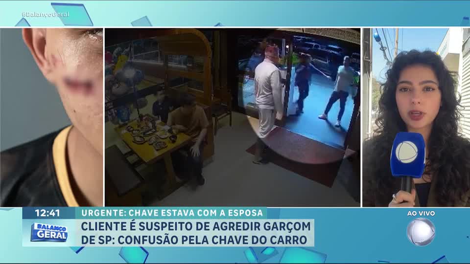 Cliente agride garçom após confusão com chave de carro em restaurante no interior de SP
