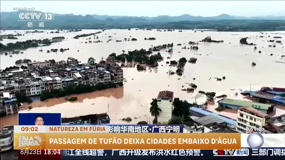 Tufão causa inundações e evacuações na China
