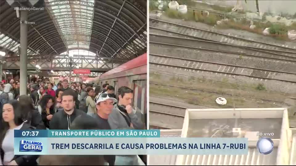 Trem descarrila na estação da Luz e gera transtornos na Linha 7-Rubi