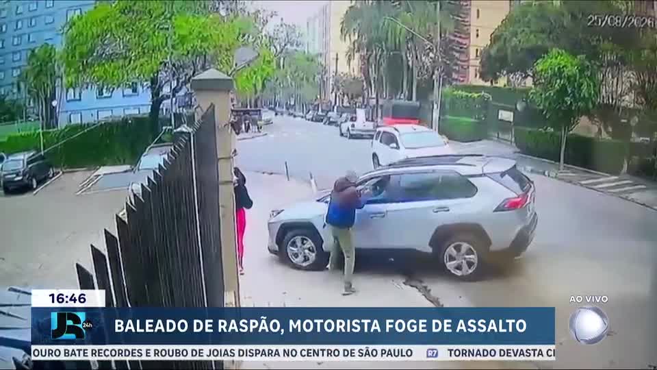 Homem é baleado de raspão na cabeça ao tentar fugir de assalto em SP