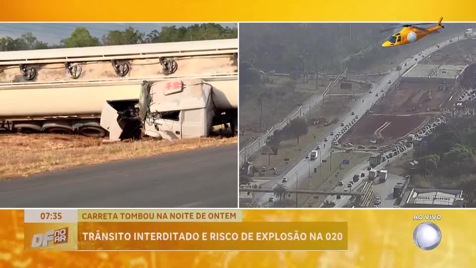 Trânsito fica parado na BR-020 após acidente com carreta de combustível