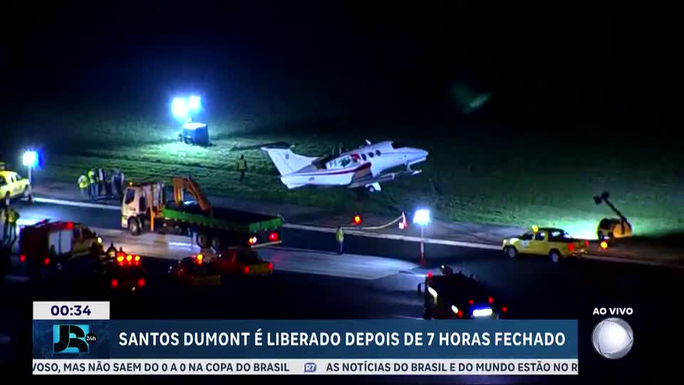 RJ: aeroporto Santos Dumont retoma operações após jatinho sair da pista